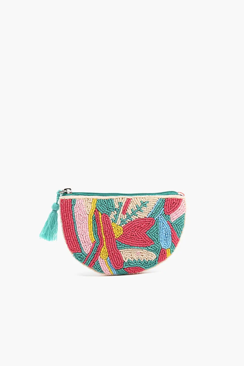 Tropical Embellished Crossbody Pouch with Coin Pouch