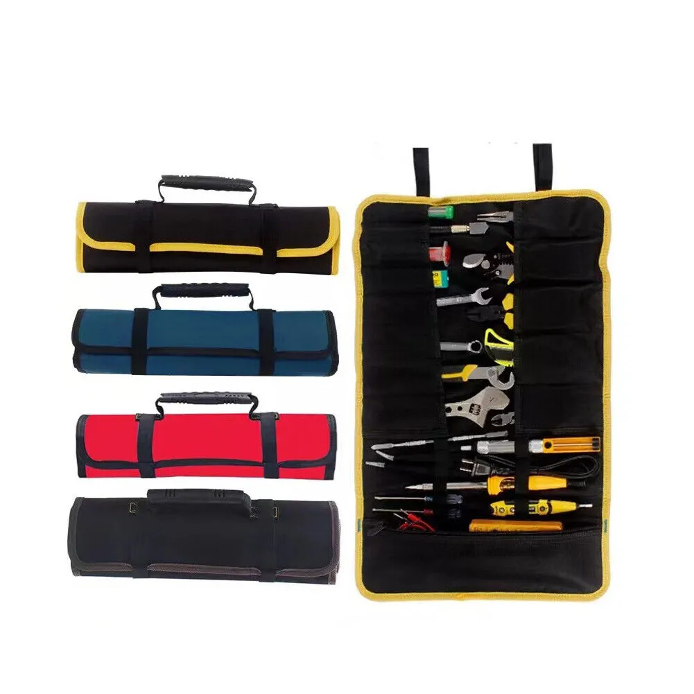 US Electrician Tool Pocket Bag Roll Up Storage Organizer Bags Canvas Chisel Kit