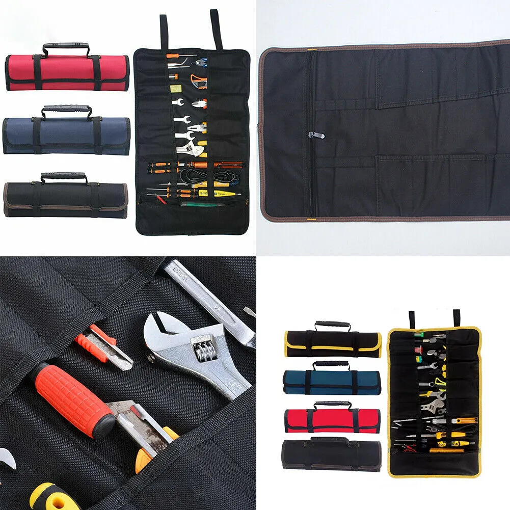 US Electrician Tool Pocket Bag Roll Up Storage Organizer Bags Canvas Chisel Kit