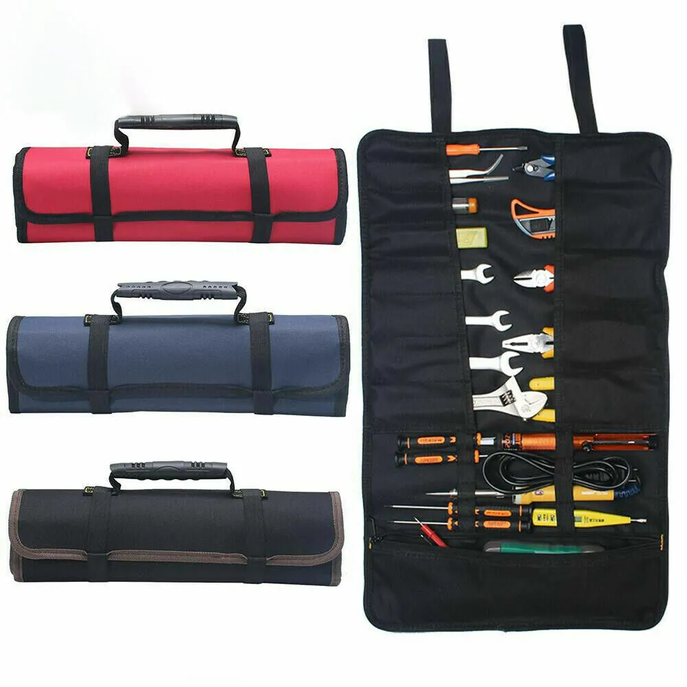 US Electrician Tool Pocket Bag Roll Up Storage Organizer Bags Canvas Chisel Kit