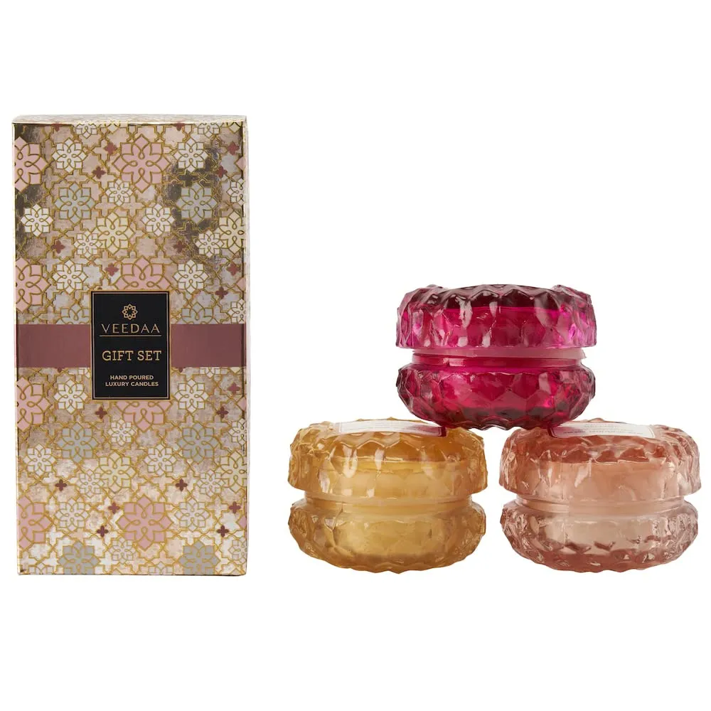 VEEDAA Crystal Glass Trio Candles Gift Set (Style 2)