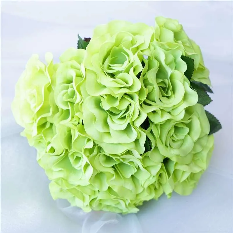 Velvet Rose Bouquet Artificial Flowers- Lime