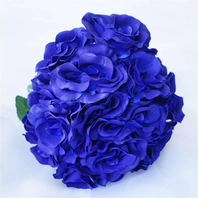 Velvet Rose Bouquet Artificial Flowers- Royal Blue