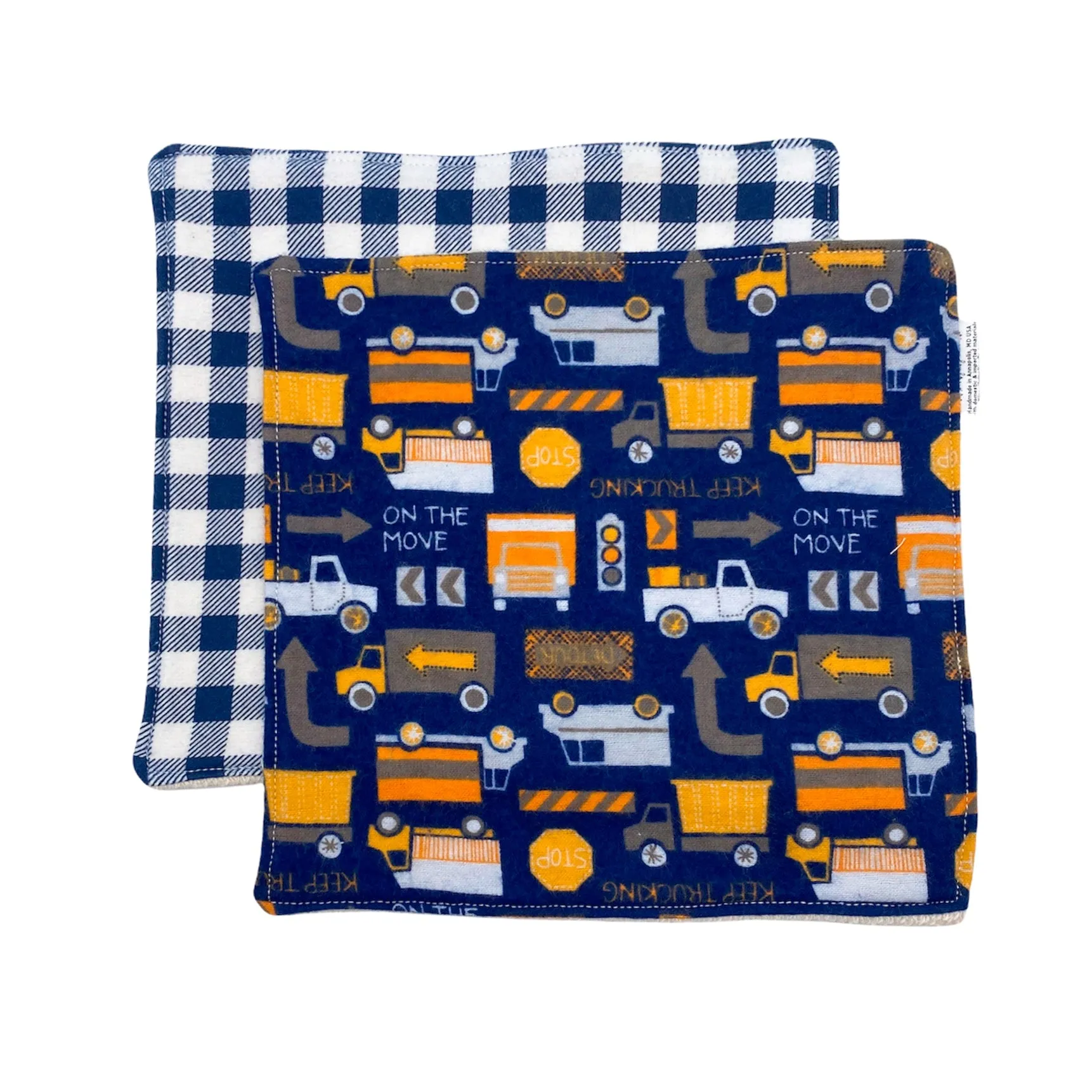 Wash Cloth - Regular - Trucks and Blue and White Gingham