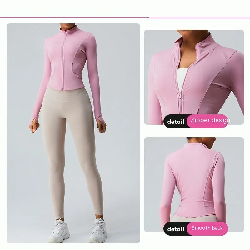 Women's Slim Fit Slimming Long Sleeves Workout Clothes Top Quick-drying Sports Jacket