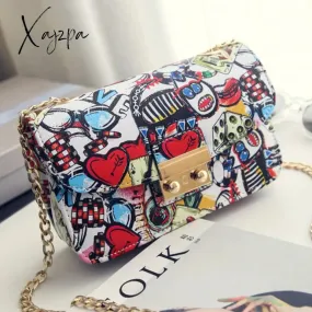 Xajzpa - New Women Bags Summer Graffiti Ladies Designer Handbags High Quality Chain Mini Bag Women Messenger Bags For Women Clutch